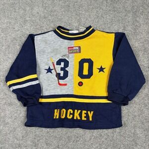 Kidzone Hockey Sweatshirt Boys 4T Vintage Colorblock High Contact Sport Navy 90s